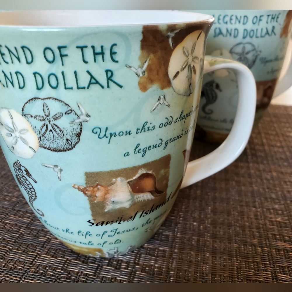 Cape Shore Set of 4 Harbor Mugs, sea life motif, Sanibel Island, 15oz coffee cup